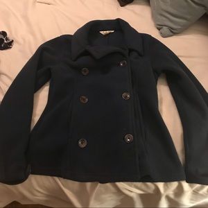 Lands’ End Fleece Peacoat Navy